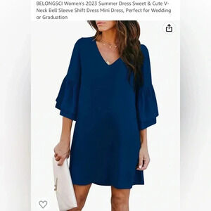Belongsci Bell Sleeve Shift Dress